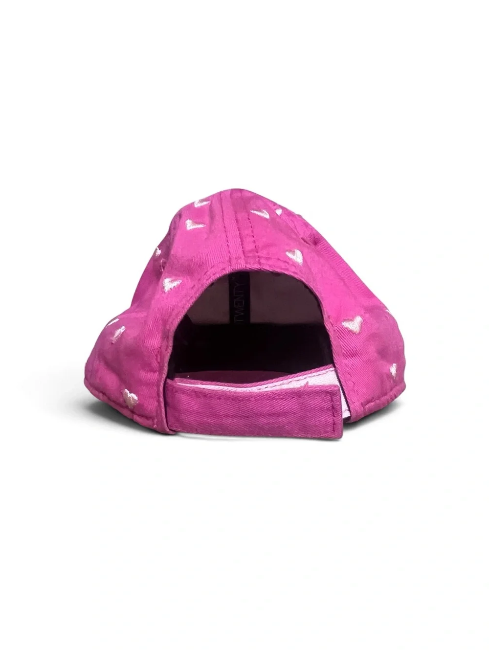New Era Pink Kids Baseball Cap with White Heart Details